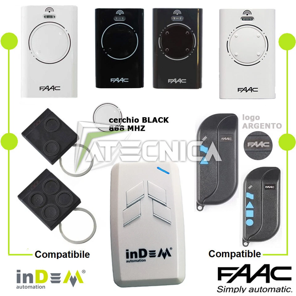 INDEM Telecomando compatibile FAAC 868 SLH XT2 XT4 787009 787010 T2 T4 faac TML2 TML 4
