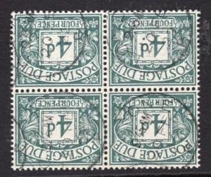 1920 4d DULL GREY-GREEN POSTAGE DUE ROYAL CYPHER WMK SUPERB USED BLOCK. SG D6Wi - Picture 1 of 1