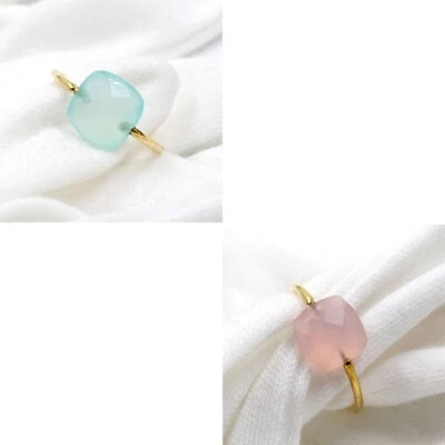 Chalcedony & Rose Quartz Gemstone Midi Rings Sterling 925 Sliver Jewelry - Image 1 of 4