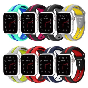 Waloo Two Tone Silicone Sport Replacement Band For All Apple Watch Series - Picture 1 of 34