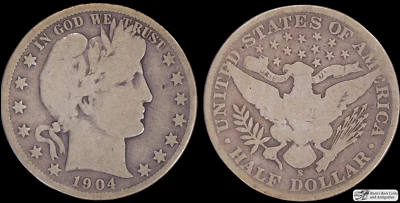 1904 S Barber Half Dollar, Good+ to Very Good Condition, Low Mintage 550k, C4730 - Image 1 of 3