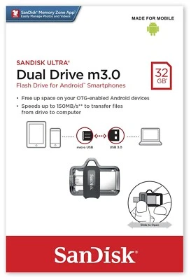 Sandisk Ultra Dual M3.0 Flash Drive Usb-A Micro Usb FREE POSTAGE - Image 1 of 2