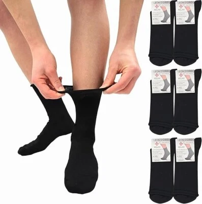 LEON D'ORO Calze Senza Elastico Uomo Sanitarie Calzini Caldo Cotone made Italia - Image 1 of 4