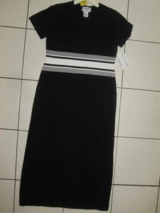 VINTAGE NEU MIT ETIKETT PLAZA SOUTH BAUMWOLLE STRICK MEDIUM SCHWARZ KONSERVATIVES KLEID KURZARM - Bild 1 von 12