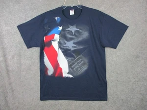 Vintage Fruit of The Loom Shirt Mens Large Blue American Flag Patriotic Graphic - Picture 1 of 9