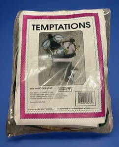 "Happy New Year" KUNSTSTOFF LEINWAND SET Vinyl Webmuster Nadelspitze Dekor Vintage 1998 - Bild 1 von 1