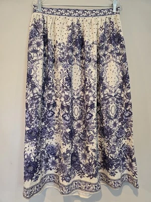 Max Studio Talla Grande Nueva con Etiqueta Maxi Falda Azul Floral Cottagecore Victoriano Foto 1 de 4