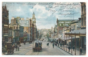 Bourke Street Melbourne Australia Post Office Street Railway Tram Posted 1906 - Picture 1 of 2