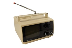 Vintage Sony Space Age Portable Black & White 5" CRT TV -Antenna, Knobs, Dials - Picture 1 of 9