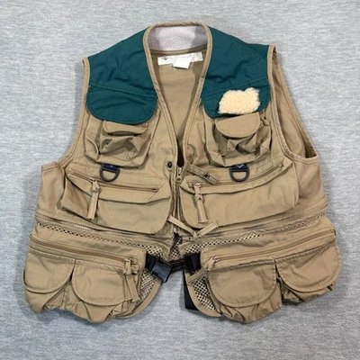 Columbia Chaleco Hombres Caqui Verde Multi Bolsillo Pesca Exterior Utilidad Equipo 22x20 Foto 1 de 4