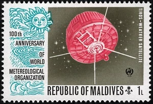 Francobollo - Isole Maldive - Tyros weather satellite - 1 L - 1974 -Nuovo - Picture 1 of 1