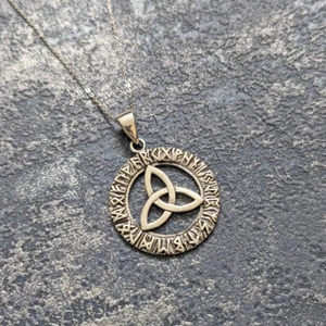 Solide 925 Argent Sterling Viking Rune Celtique Triquetra Pendentif Collier - Bild 1 von 3