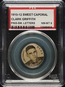 1910-12 Sweet Caporal P2 Pins Clark Griffith Small Cincinnati Reds PSA 8 NM/MT - Picture 1 of 2