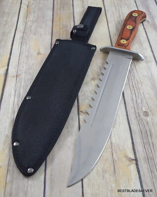 CUCHILLO DE SUPERVIVENCIA DE CAZA BOWIE ESPIGA COMPLETA SOBREVIVIENTE 16,5 PULGADAS CON FUNDA DE NAILON  Foto 1 de 4