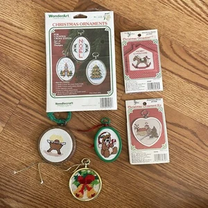 Cross Stitch Christmas The New Berlin Co & Wonder Art Needlepoint Ornaments Lot - Picture 1 of 6