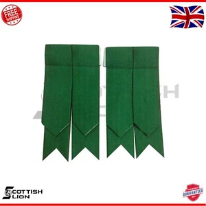 SL Men’s Plain Green Kilt Sock Flashes – Scottish Kilt Hose Accessories - Picture 1 of 1