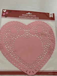 Heart Paper Doilies  -PINK -Raised “Love” & Roses Print- 16 Count - 10 X 10 “ - Picture 1 of 6