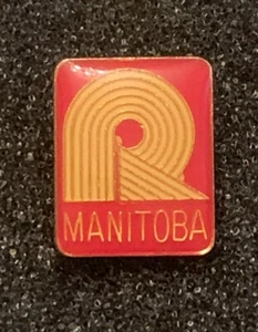 Red Manitoba Canada Striped Arrow Gold Tone Acrylic Provincial Lapel Pin - SP4 - Picture 1 of 3