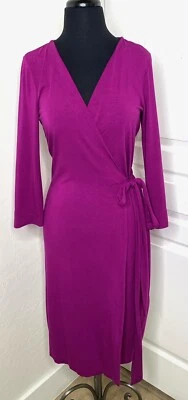 DIANE von FURSTENBERG DVF Magenta Pink New Julian Two Viscose Knit Wrap Dress 4 - Image 1 of 4