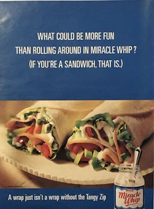 2000 Kraft Miracle Whip Salatdressing DRUCKANZEIGE nicht verpackt ohne würzigen Reißverschluss Vintage 2000er - Bild 1 von 5