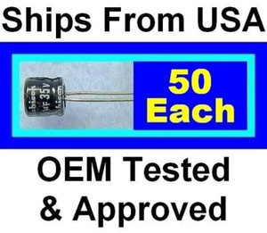 50 ea Capacitor 10uf 35V Radial Lead Electrolytic 10 uf ufd mf Cap 35 V Volt NEW - Picture 1 of 3