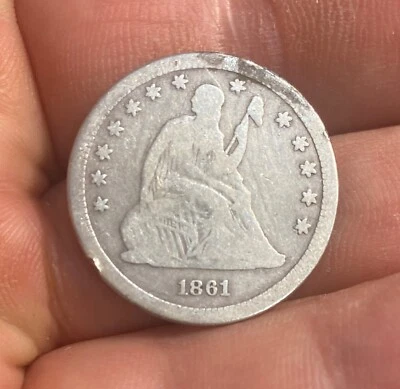 1861-S Seated Liberty Quarter, Rare Date  * - Image 1 of 4