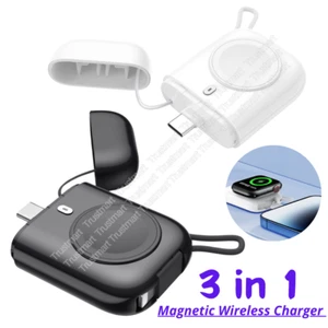  For iWatch 8 7 6 iPhone 15 14 3-in-1 Magnetic Charger USB-C Portable Power Bank - Picture 1 of 14