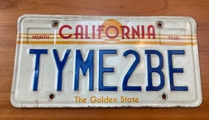 Vintage 1980s TYME2BE California Personalized Vanity License Plate TIME TO BE - Picture 1 of 6