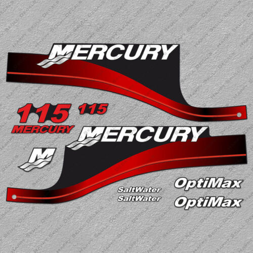 Mercury 115 hp Optimax outboard engine decals RED sticker set reproduction