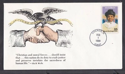 USA 1990 OLD JOHNS FIRST DAY COVER IDA WELLS SIGNED BY ARTIST 1 OF 75 - Image 1 of 2