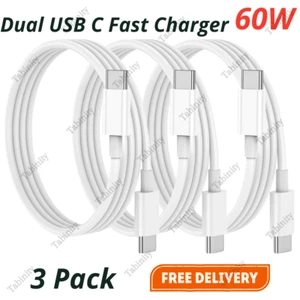 60W Type C to Type C Fast Charger For Android iPhone 15 Pro USB-C Cord PD Cable - Picture 1 of 8