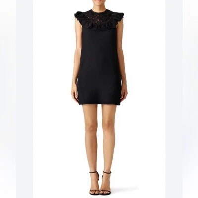 GIAMBATTISTA VALLI Scallop Ruffle Mini Dress in Black Size 10 - Image 1 of 4