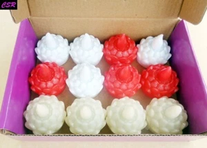 12 PCS Round Smokeless LED Tea light 3 Colours Candles Flower Shaped New - Picture 1 of 6