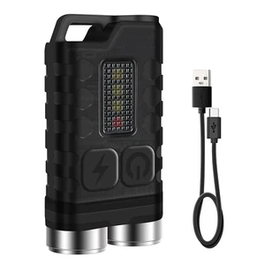 BORUiT LED Flashlight Torch Magnetic Keychain Light USB Rechargeable Lamp Hiking - Picture 1 of 17