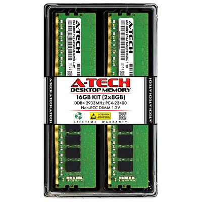 A-Tech 16GB 2x 8GB PC4-23400 Desktop DDR4 2933 Non-ECC DIMM 288-pin Memory RAM - Image 1 of 4