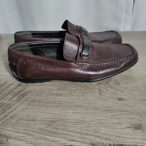 Calvin Klein Mens Size E 11 Brown Hewett Pebbled Leather Slip-On Loafer Shoe - Picture 1 of 9