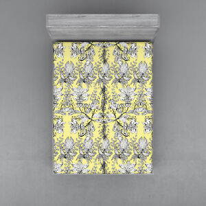 Grey and Yellow Fitted Sheet Cover with All-Round Elastic Pocket in 4 Sizes