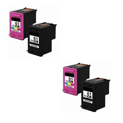 4-pk 61 XL Black/Color Ink Compatible for HP ENVY 4502 4504 5530 5531 5535 - Image 1 of 4