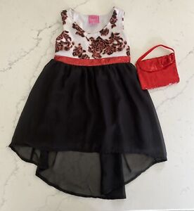 Beverly Hills Princess Girl Dress 2T Red Black High Low Sheer & Purse Set Outfit