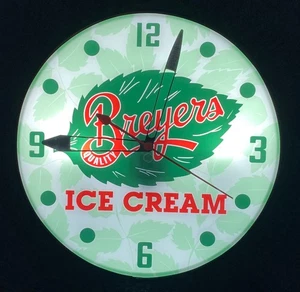 Breyers Ice Cream Lighted Advertising Clock Free Shipping - Picture 1 of 3