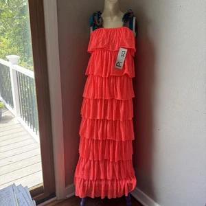 Pitusa Maxi Lagenlook Neon Orange Sommerkleid Gr. Petite Neu mit Etikett  - Bild 1 von 15