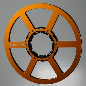 1X Studevox 10.5" Edge Polished Orange Aluminium Tape Reel For Tape Recorders - Picture 1 of 8
