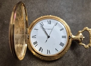 Reloj Bolsillo Timex Hunter Vintage Años 70 Estuche Tono Dorado 48 mm Funcionando - Imagen 1 de 16