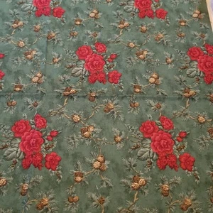 Moda Folk Art Christmas IV Fabric 1yd x 43 Red Floral Pine Print Cotton Pinecone - Picture 1 of 17