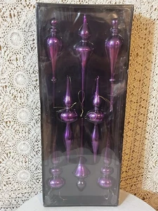 Feiertage Vintage lila FINIAL WEIHNACHTEN Glas Ornamente 8er Set - Bild 1 von 4