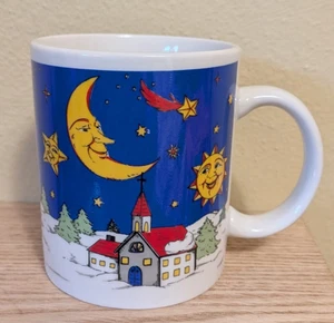 Studio Nova Festive Holiday 10 oz. Taza Sol Celestial Luna Estrellas Saturno Iglesia - Imagen 1 de 4