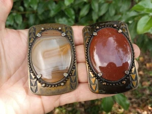 VINTAGE 70s MULTI-COLOR STONE  BELT BUCKLE LOT. SOUTHWEST BELT BUCKLE LOT - Bild 1 von 6