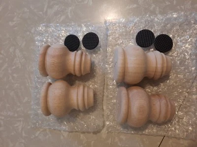 4 - Btibpse 3" Tall Solid Wood Furniture Legs Unfinished Bun Feet for Cabinet  - Image 1 of 4