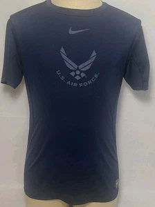 Nike Pro Combat U.S. Air Force Blue Fitted Dri Fit T-Shirt ~ Size Medium ~ Used - Picture 1 of 13