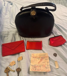 Saks Fifth Avenue * 1950 Leather Bag w/ Xtras + Orig Receipt Tag * Howard Hughes - Picture 1 of 24